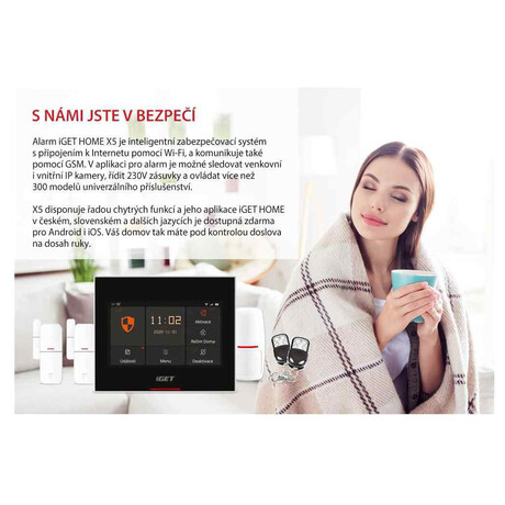 iGET HOME Alarm X5 - Inteligentn bezdrtov systm pro zabezpeen budov, ovldn pomoc Wi-Fi, GSM, speciln funkce (75020108)