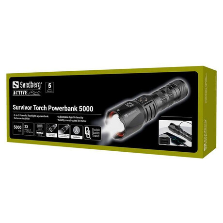 Svtilna a powerbanka Sandberg Survivor Torch 5000mAh, ern (420-89)