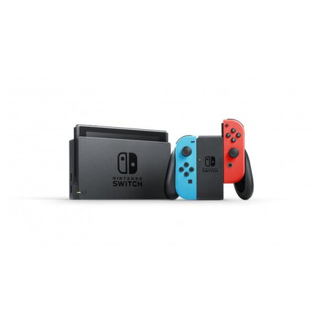 Nintendo Switch console with neon red&amp;blue Joy-Con