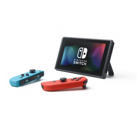 Nintendo Switch console with neon red&amp;blue Joy-Con