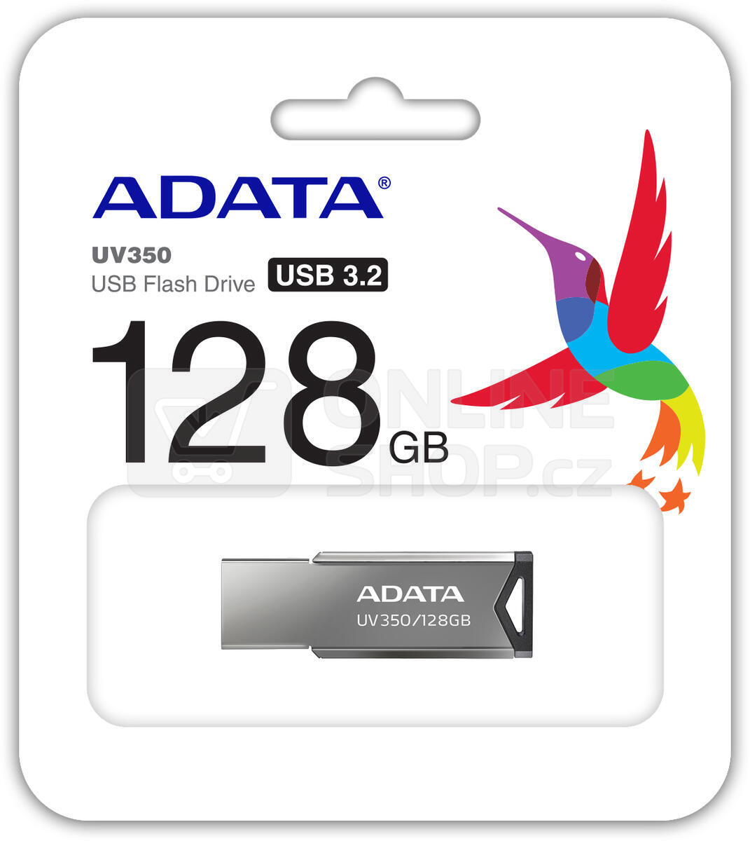 A-Data ADATA Flash Disk 128GB UV350, USB 3.2 Dash Drive, tmavě stříbrná ...