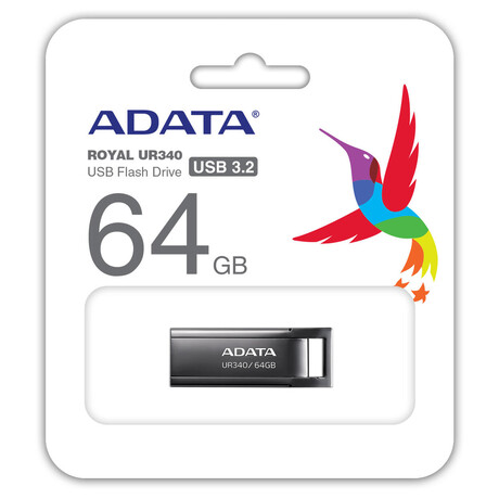 ADATA Flash Disk 64GB UR340, USB 3.2 Dash Drive, kov lesklá černá (foto 2)