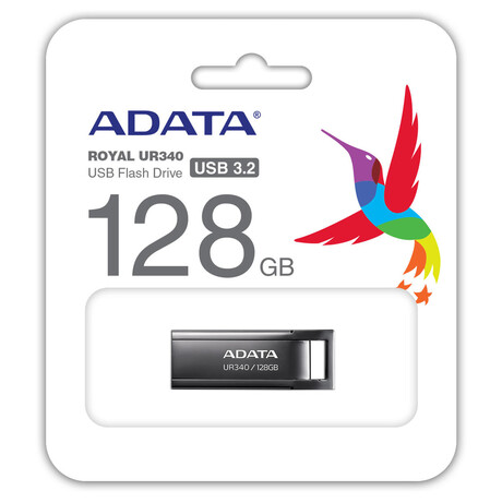 ADATA Flash Disk 128GB UR340, USB 3.2 Dash Drive, kov lesklá černá (foto 2)