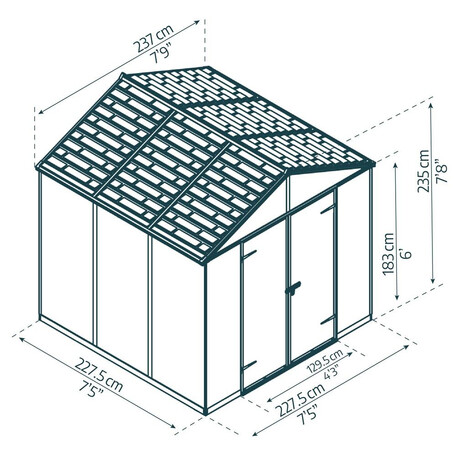 Palram - Canopia Rubicon 8' x 8' antracit, heavy duty prostorn zahradn domek