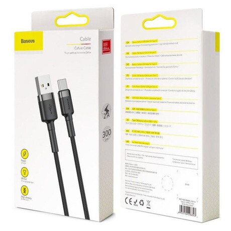 Kabel Baseus Cafule USB/USB-C 3m 2A šedo-černý
