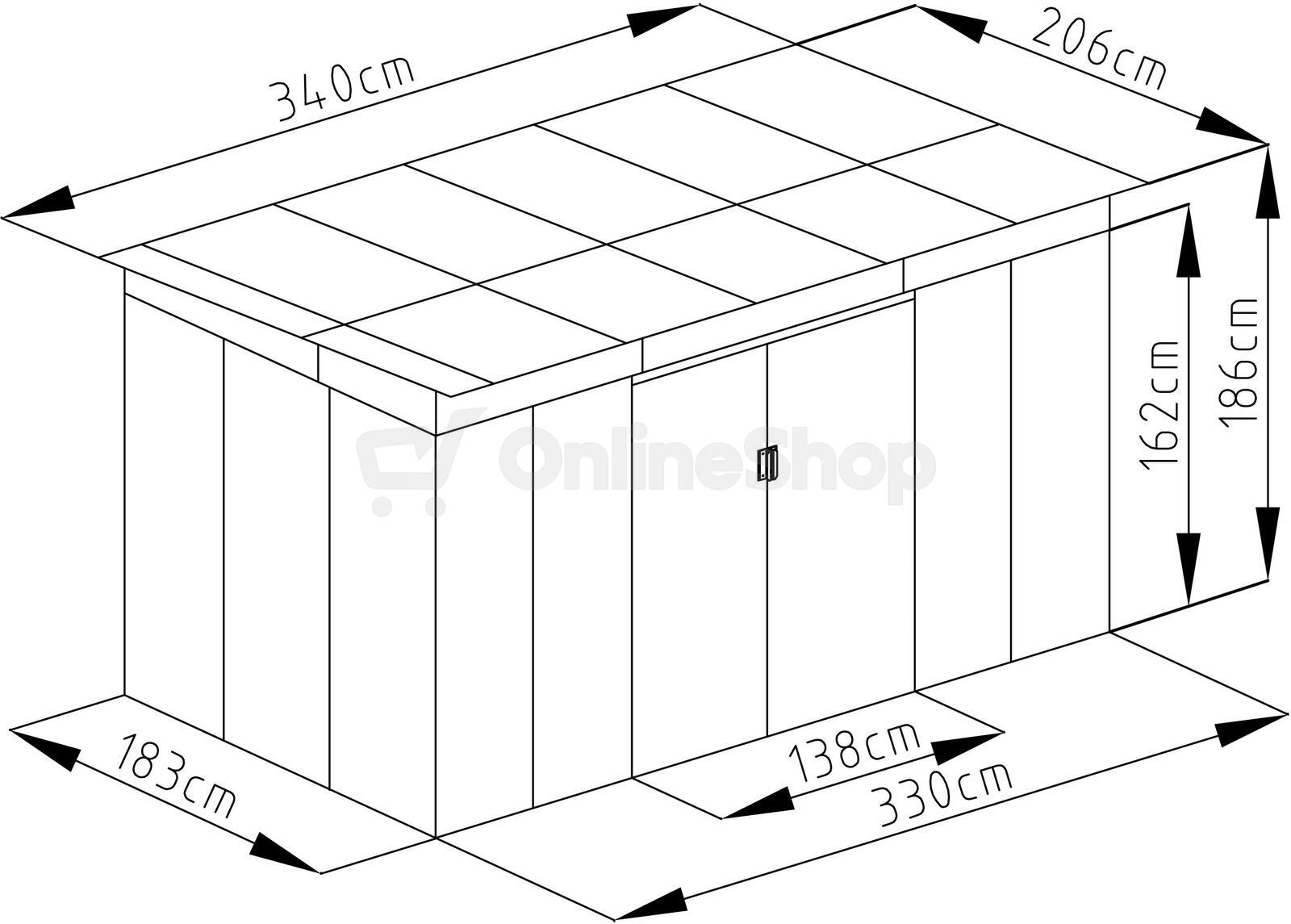 Zahradní domek G21 GRAH 700 - 340 x 206 cm, hnědý