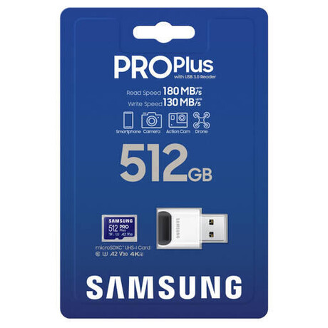 Samsung samsung/micro SDXC/512GB/USB 3.0/USB-A/Class 10/+ Adaptr/Modr (foto 5)