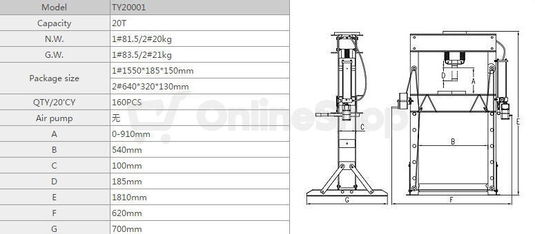 Hydraulický lis 20t, AHProfi - TY20001