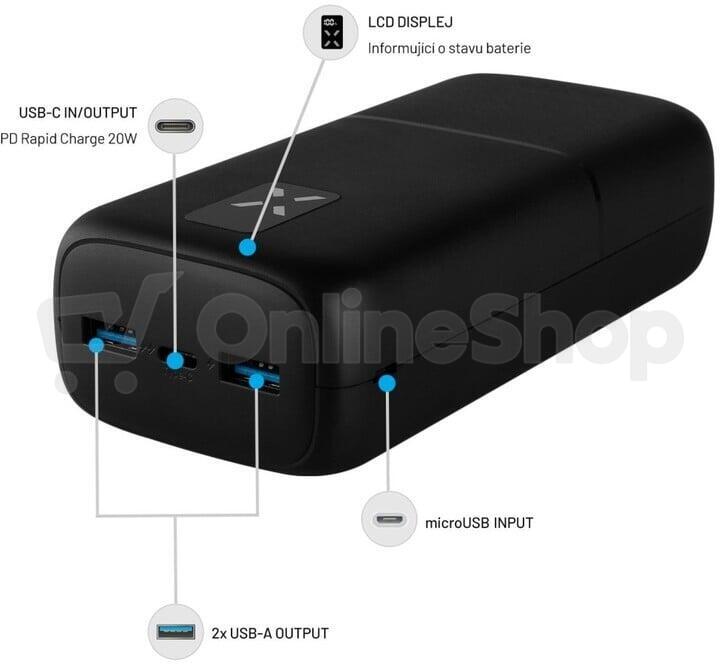 Powerbanka FIXED Zen 30 s LCD displejem a výstupem PD 20W, 30 000 mAh, černá