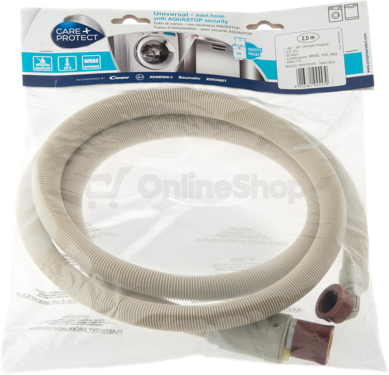 Přívodní hadice Care+Protect WHI1052S AQUASTOP, 2,5 m