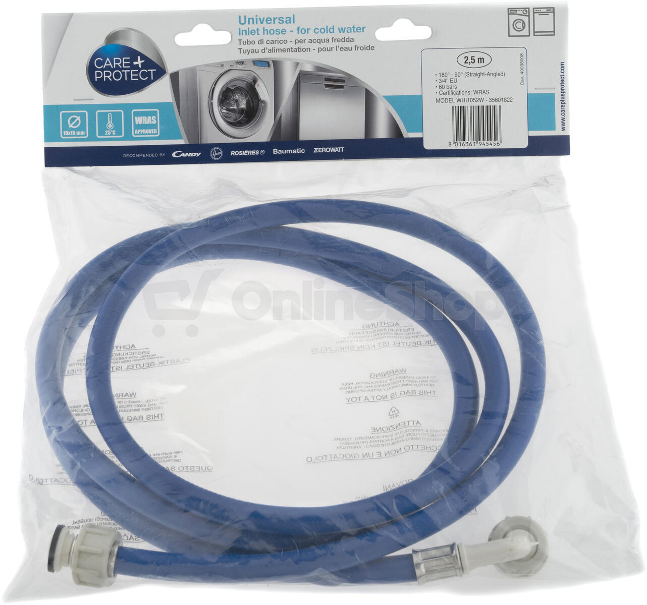 Přívodní hadice Care+Protect WHI1052W, 2,5 m