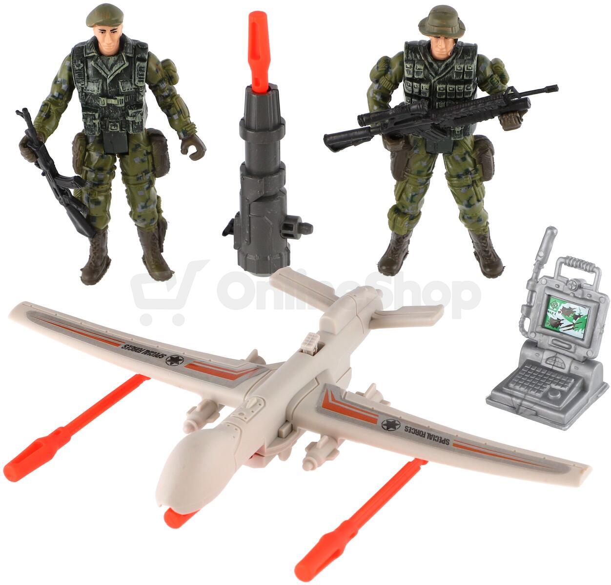 Teddies Sada vojáci s dronem s doplňky plast v sáčku 17x21x5cm