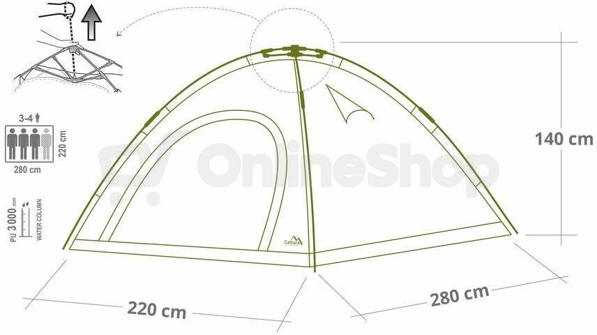 Rychlorozkládací stan CATTARA BUDVA pro 3-4 osoby 280×220×140 cm