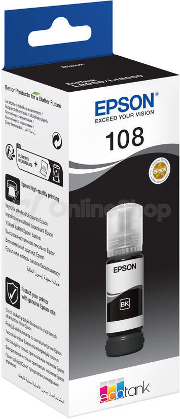Epson 108 EcoTank Black ink bottle, 5700 s. (C13T09C14A)