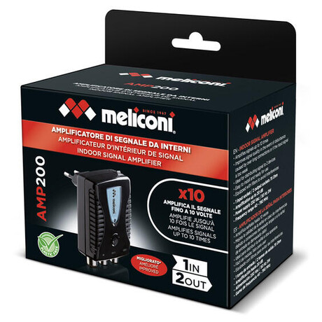 Zesilova signlu Meliconi, 880102, AMP-200 LTE, distribuce do dvou spotebi, LTE filtr, 230 V AC/50 Hz, 3 W