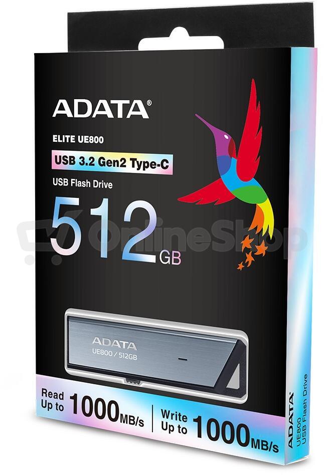 ADATA UE800/512GB/USB 3.2/USB-C/Stříbrná (AELI-UE800-512G-CSG)