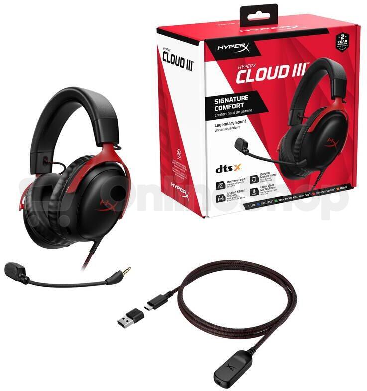 HyperX Cloud III - Gaming Headset (Black/Red) (727A9AA)