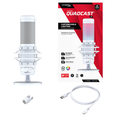 HP HyperX QuadCast S USB WHT Microphone (519P0AA)