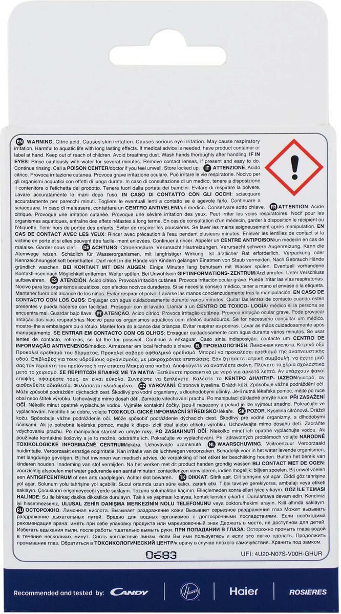 Odstraňovač vodního kamene a odmašťovač pro pračky a myčky Care+Protect CPP0650DW