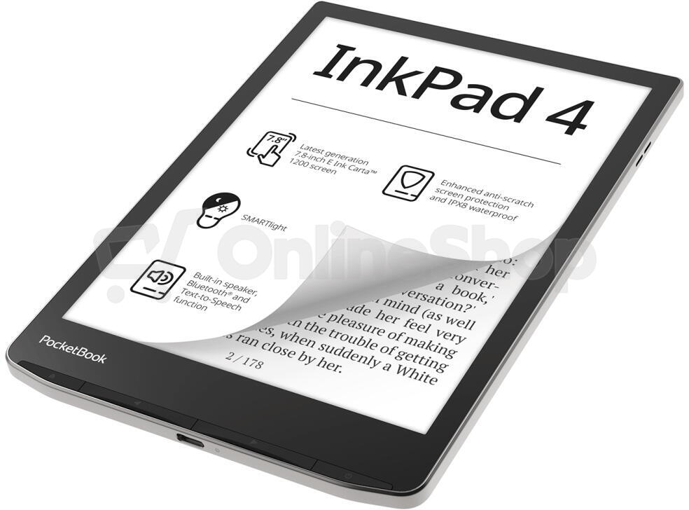 Čtečka knih PocketBook 743G Inkpad 4, stříbrná