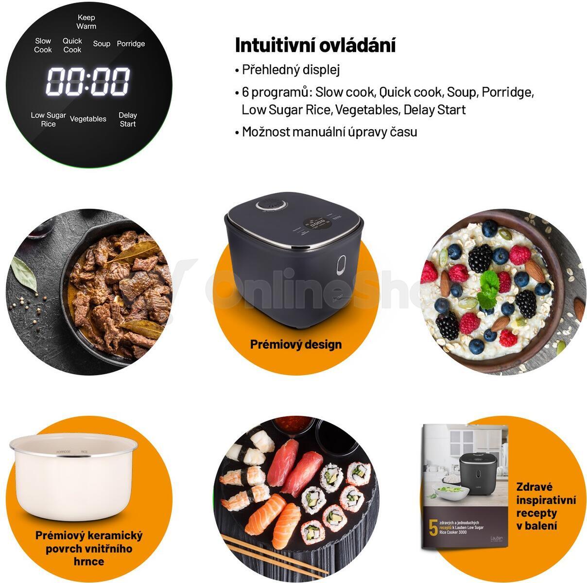 Rýžovar Lauben Low Sugar Rice Cooker 3000AT