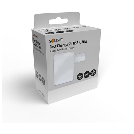 Solight adaptér 2x USB-C fast charger 36W