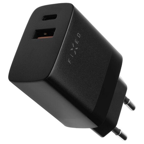 FIXED s USB-C a USB vstupem, podpora PD a QC 3.0, 20W, ern (foto 1)