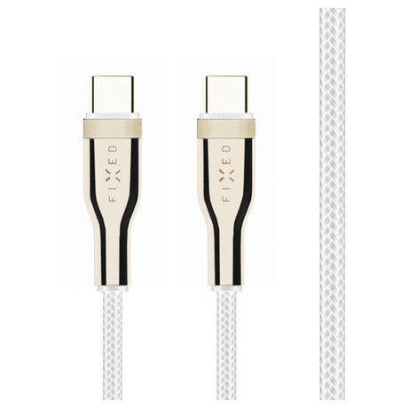 Krtk nabjec a datov opleten kabel FIXED s konektory USB-C/USB-C a podporou PD, 0.5 m, USB 2.0, 100W, bl