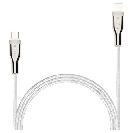 Krtk nabjec a datov opleten kabel FIXED s konektory USB-C/USB-C a podporou PD, 0.5 m, USB 2.0, 100W, bl