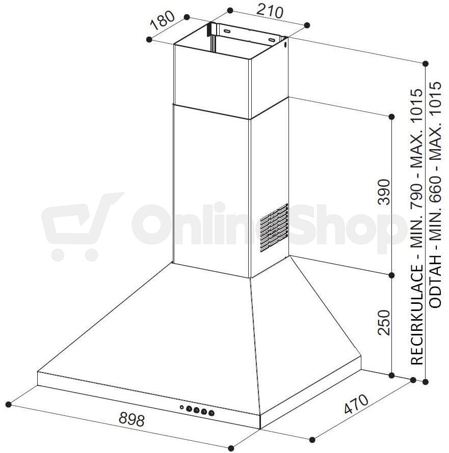 Odsavač par Faber STRIP SMART PB BK A90/3