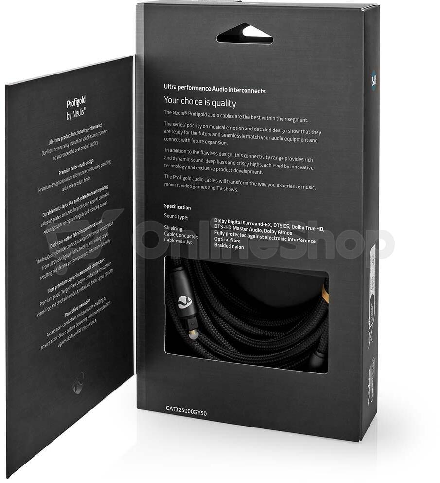 Optický audio kabel NEDIS CATB25000GY50
