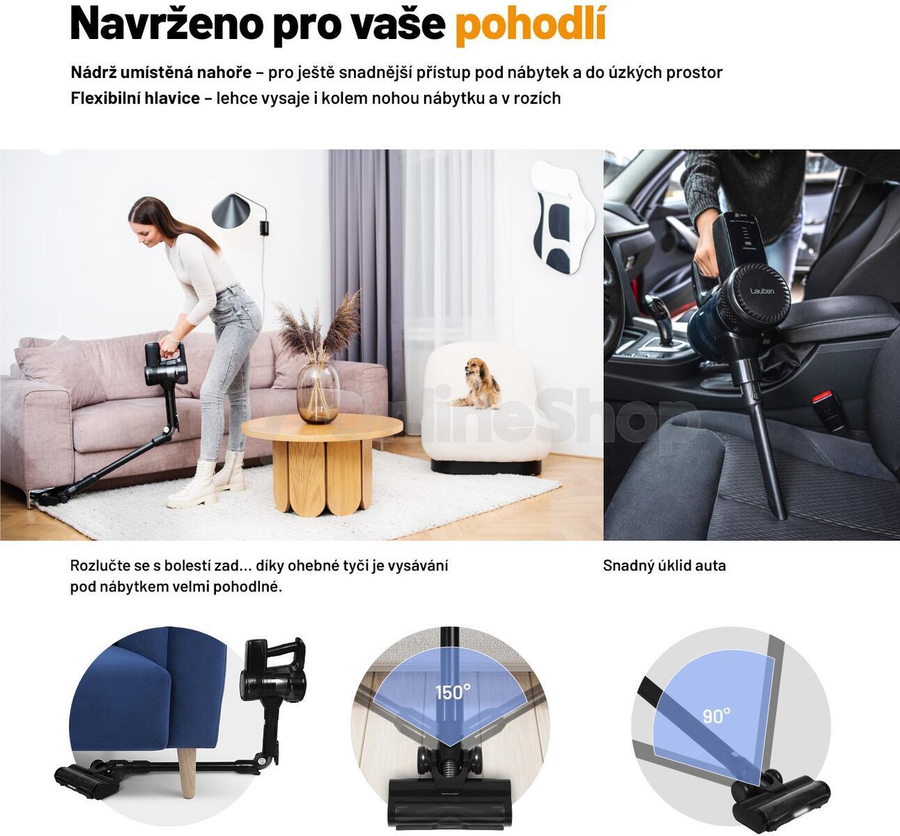 Tyčový vysavač Lauben Stick Vacuum 2in1 Pet Plus 400BC