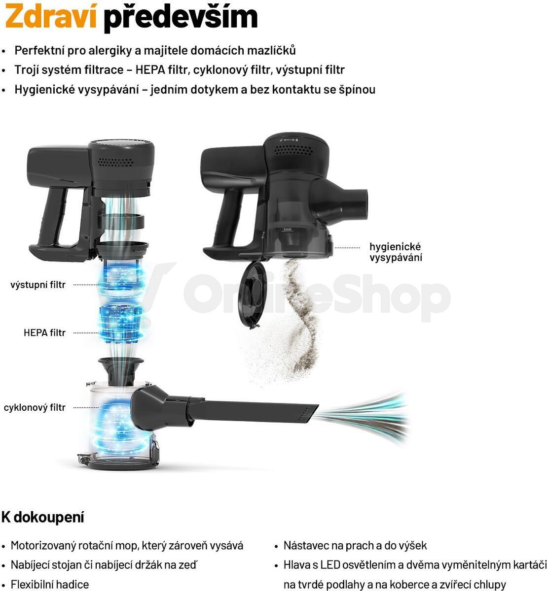 Tyčový vysavač Lauben Stick Vacuum 2in1 Pet Plus 400BC
