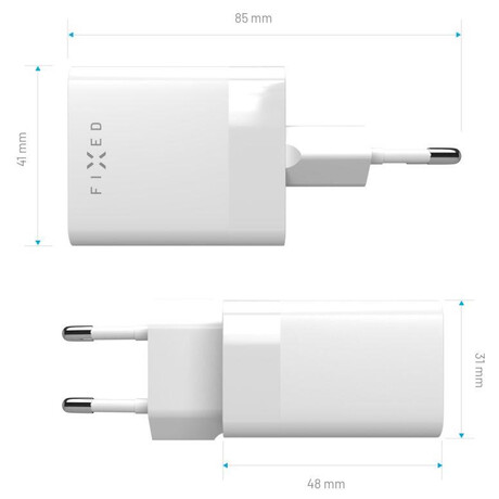 Sov nabjeka FIXED Mini s USB-C a USB vstupem, podpora PD, 45W, bl