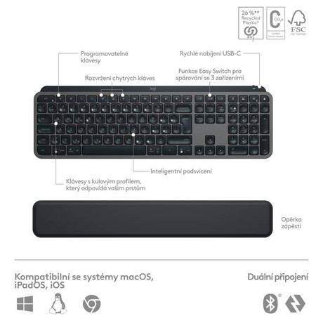 Logitech MX Keys S Combo - GRAPHITE - US INT'L - BT (920-011614)