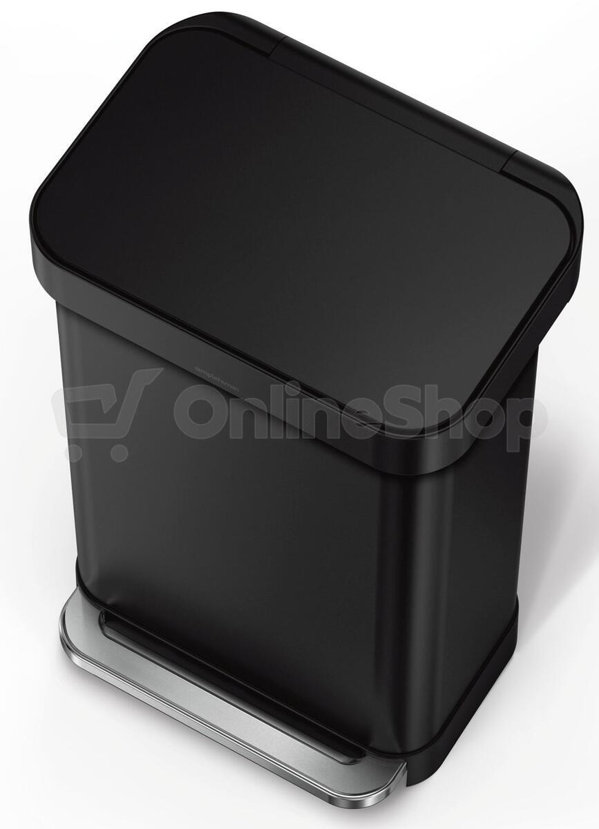 Pedálový odpadkový koš Simplehuman – 45 l, matná černá ocel, kapsa na sáčky CW2092
