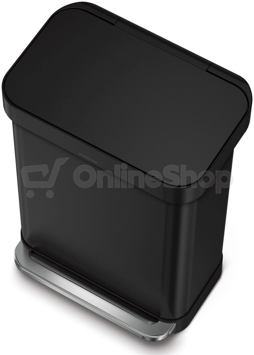 Pedálový odpadkový koš Simplehuman – 55 l, matná černá ocel, kapsa na sáčky CW2103