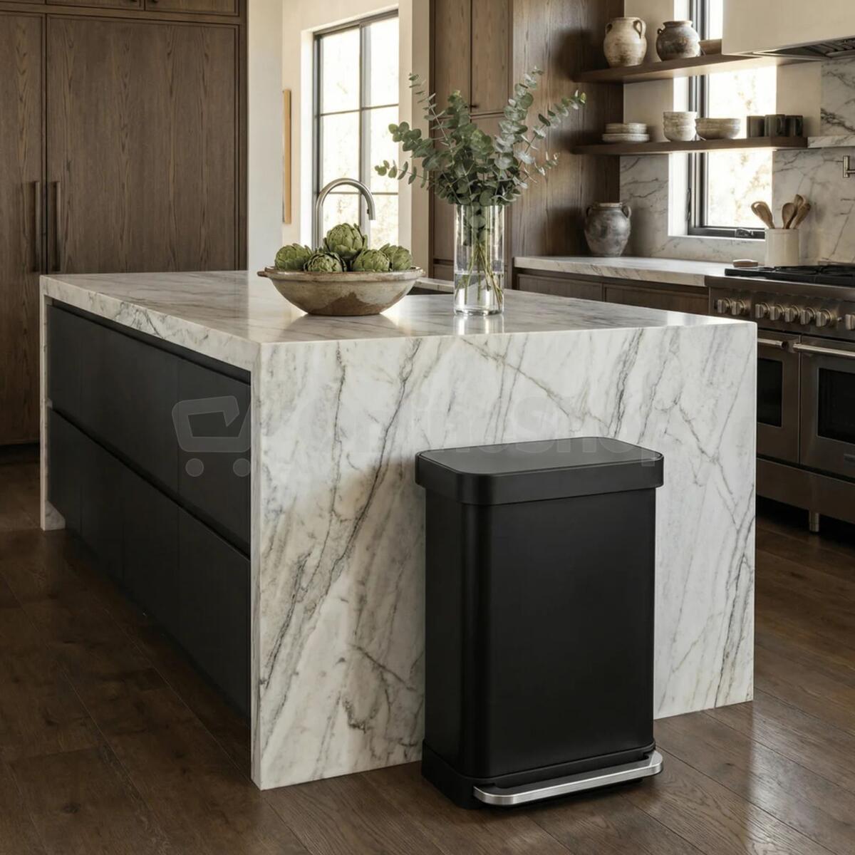 Pedálový odpadkový koš Simplehuman – 55 l, matná černá ocel, kapsa na sáčky CW2103
