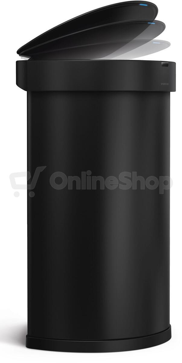 Simplehuman bezdotykový odpadkový koš - 45 l, půlkulatý, černá ocel, inteligentní sensor ST2044