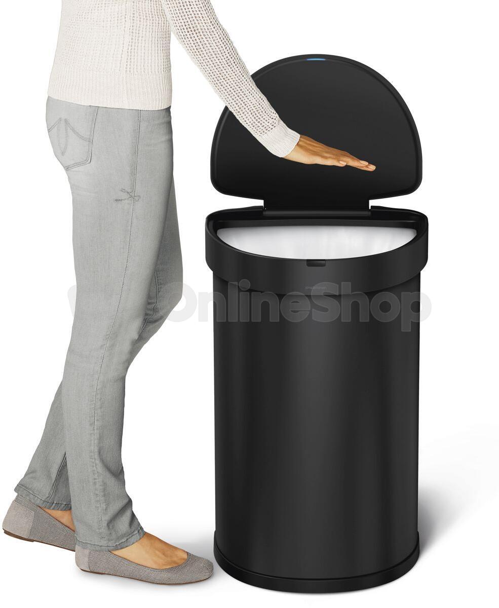 Simplehuman bezdotykový odpadkový koš - 45 l, půlkulatý, černá ocel, inteligentní sensor ST2044