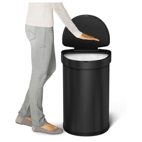 Simplehuman bezdotykový odpadkový koš - 45 l, půlkulatý, černá ocel, inteligentní sensor ST2044