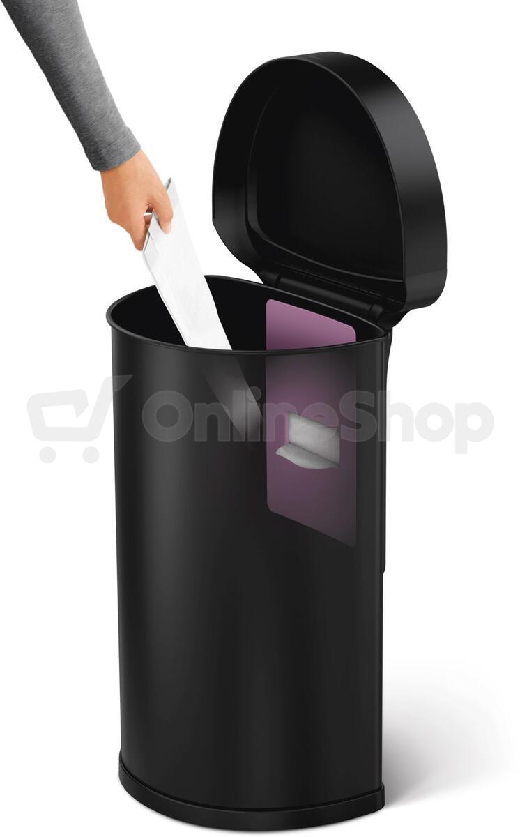 Simplehuman bezdotykový odpadkový koš - 45 l, půlkulatý, černá ocel, inteligentní sensor ST2044