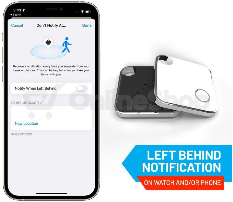 Smart tracker FIXED Tag s podporou Find My, černý