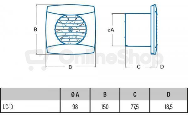 Axiální ventilátor Cata UC 10, černý