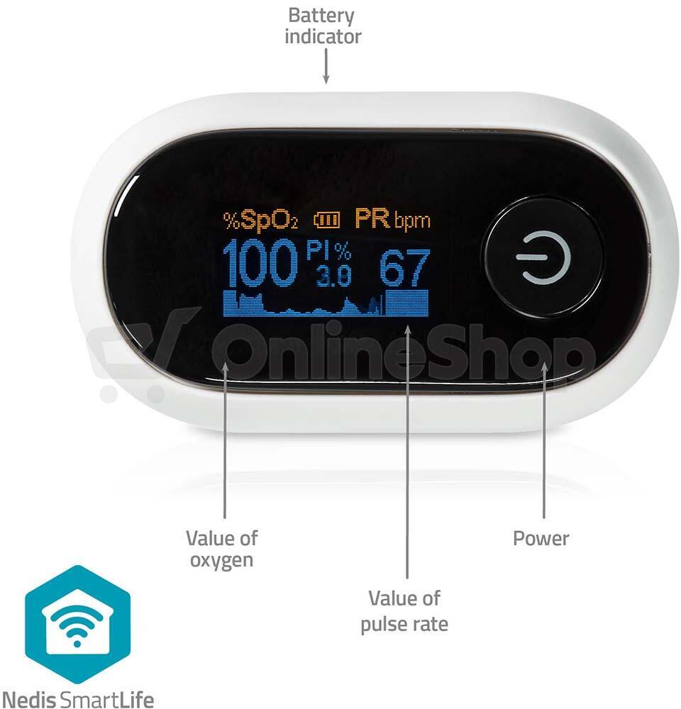 SmartLife Pulzní Oxymetr NEDIS BTHOX10WT