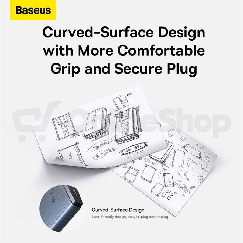 Baseus GAN5 Pro Ultratenký rychlonabíjecí adaptér USB-C + USB-A 65W, šedá (CCGP150113)