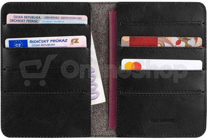 Kožená peněženka FIXED Passport, velikost cestovního pasu, černá