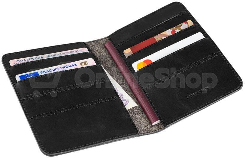 Kožená peněženka FIXED Passport, velikost cestovního pasu, černá