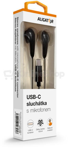 Sluchátka ALIGATOR AE007 Cool Music, USB-C, černá