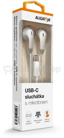 Sluchátka ALIGATOR AE007 Cool Music, USB-C, bílá